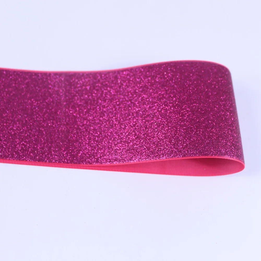 shocking pink glitte Новые однотонные блестящие 10y/лот " 75 мм цветной глиттер печатная корсажная лента с блестками однотонная Блестящая лента пробки для бутылок - Цвет: shocking pink glitte