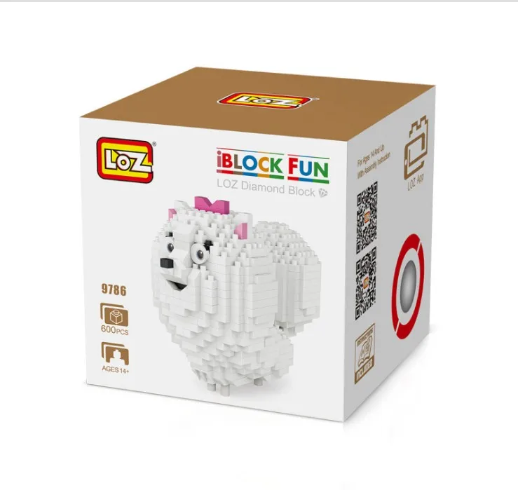 9786 with box LOZ мини строительные блоки мультфильм модель собаки питомца Померанский маленький бульдог аниме обучающие игрушки для пальцев подарок для мальчиков девочек - Цвет: 9786 with box