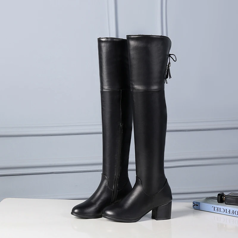 Осень-зима одноцветное Цвета 2019 слипоны выше колена BootsComfortable Для женщин сапоги