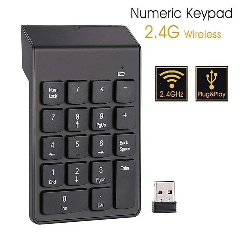 Портативная беспроводная цифровая клавиатура 18 клавиш 2 4 ГГц мини-USB для ПК