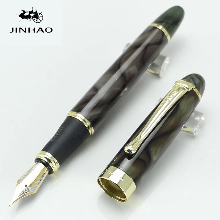 Ручка перьевая Jinhao X450 с наконечником 18KGP зеленая мраморные канцелярские
