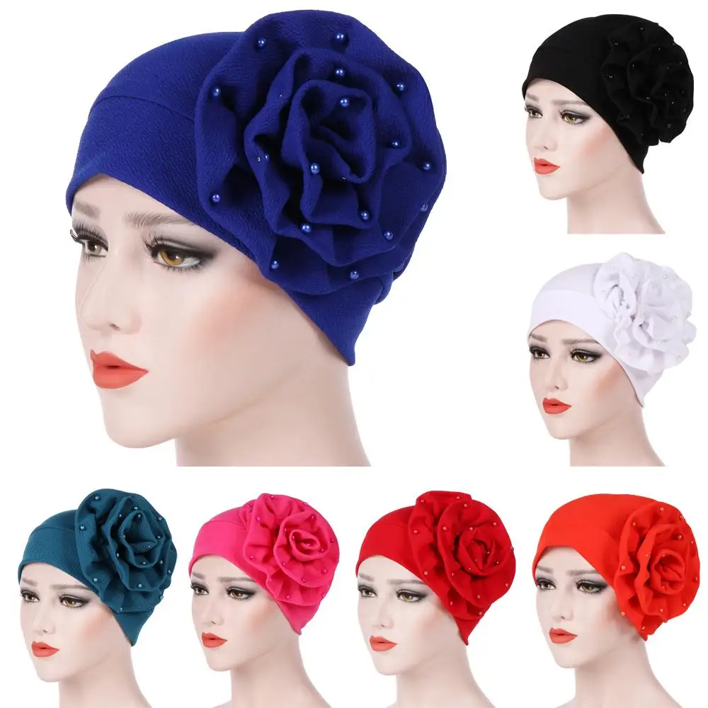 

1PCS Flower Turban Hats Muslim Amira Headscarf Wrap Head Cover Cap Islamic Cancer Chemo Beanie Women Hair Accessories