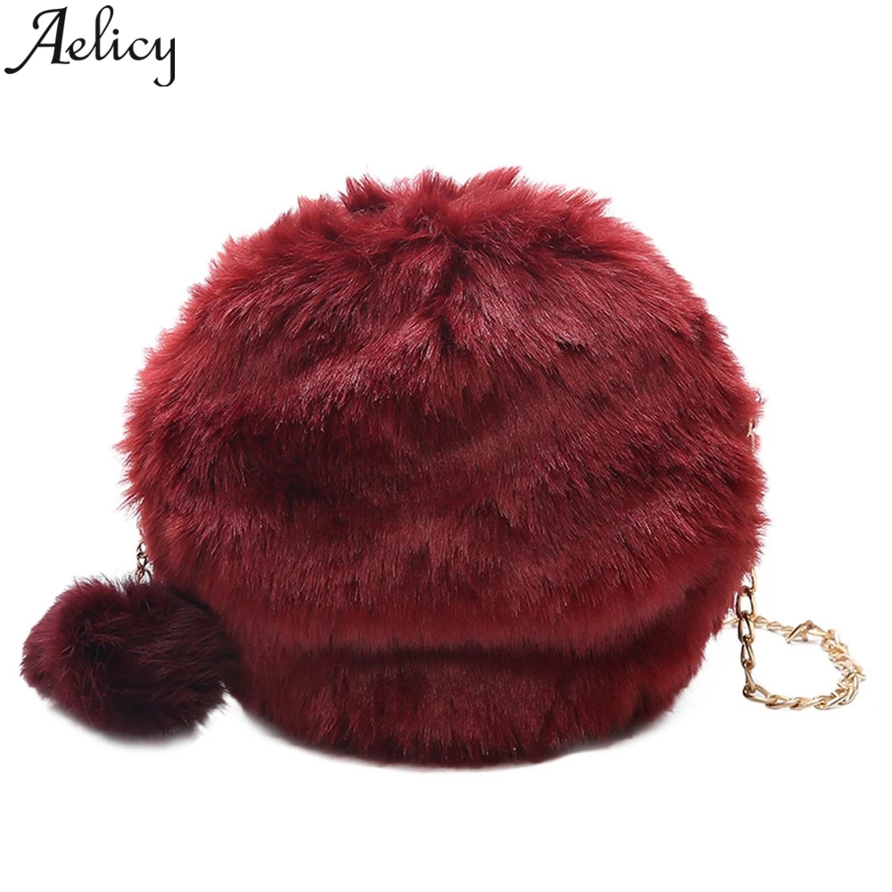 Aelicy Hairball одноцветные плюшевые сумки на плечо сумка-клатч для женщин