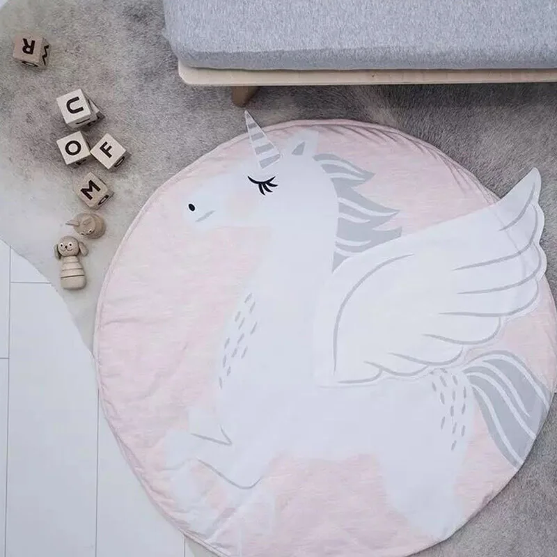 95 см круглая форма мультфильм печати ребенка Ползания коврик для головоломки