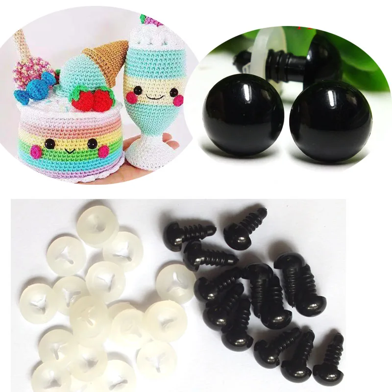 

High-quality-30pcs Black Eyes/ Safety eyes With white Washers Fit For Teddy Bear-5-18mm