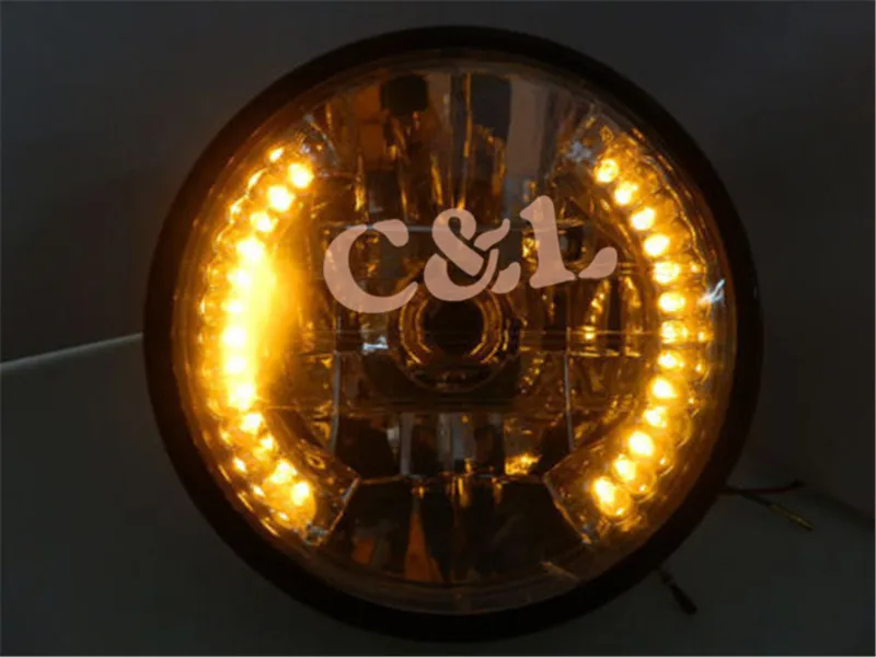 Новая мотоциклетная фара Amber 26 LED Круглая 7 &quotH4 с поворотным сигналом Firs для Harley