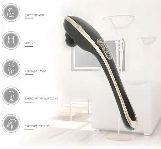 Rechargeable gold Качество 7 в 1 Электрический шейный массажер молоток массаж спины Расслабление многофункциональная Шейная позвонка роликовая Массажная палочка - Цвет: Rechargeable gold