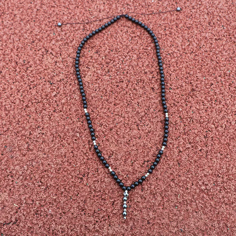 Натуральный вулканический камень Трендовое ожерелье ручной работы из бисера