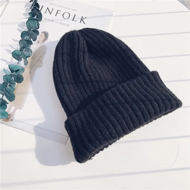 2018 Wo мужские теплые зимние шапки и вязаные Skullies Beanies одноцветные для мужчин