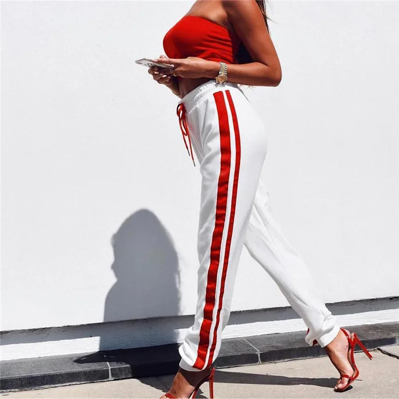 High Waist Newest Women Running Sports Pants Sporting Trousers Plus Size Loose Patchwork Fitness | Спорт и развлечения