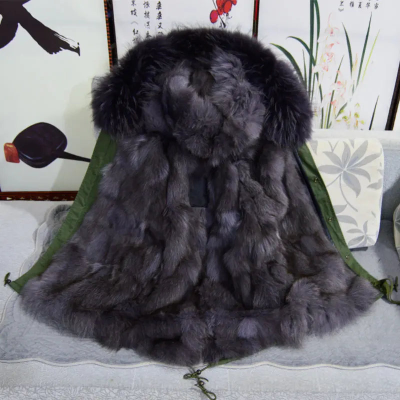 

Short style Italy brand fox fur hood with fox fur lining winter coat