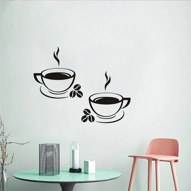 Креативные наклейки настенные Стикеры для кухни кофейни чашки виниловые роспись