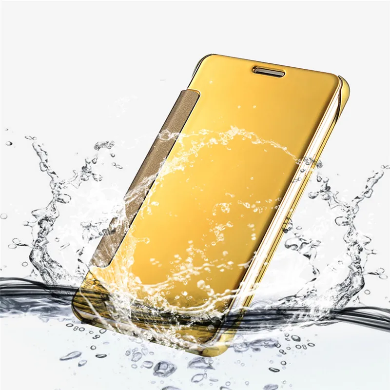 Покрытие зеркало телефон оболочки для samsung Galaxy A5 A7 2018 флип чехол ясно смарт