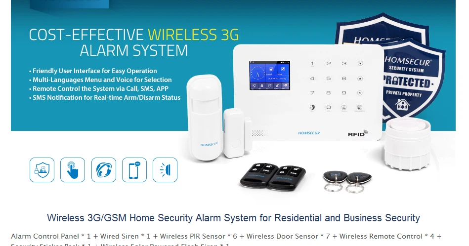 Homsecur беспроводный 3g wifi домашняя сигнализация+ беспроводная Солнечная наружная Вспышка Сирена PIR датчик движения пульт дистанционного управления LA02-3g