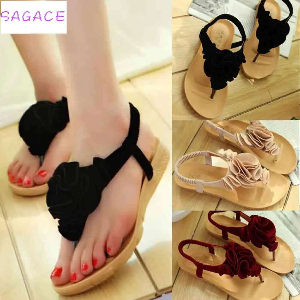 SAGACE Sandals Women Flower Summer Bohemia Sweet Sandals Clip Toe Sandals Beach Chaussures Femme Casual ComfortableShoes