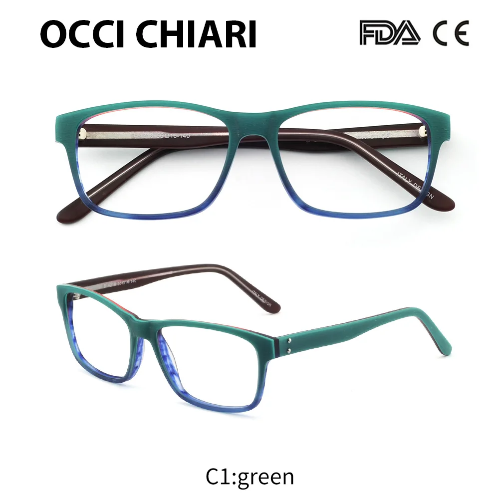 C1 green OCCI CHIARI, женские оптические очки, оправа, матовая, ручная работа, полная оправа, линзы, медицинские очки, Oculos, люнетты очки, дерево, как BAUDO - Цвет оправы: C1 green
