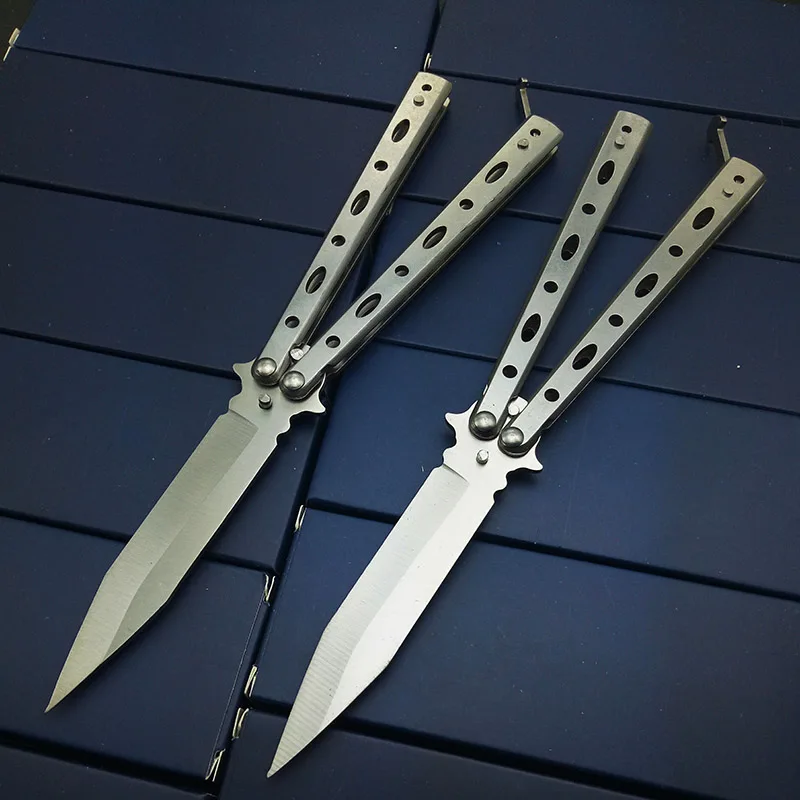 Тактические ножи бабочки без острых инструментов острый нож Серебряный