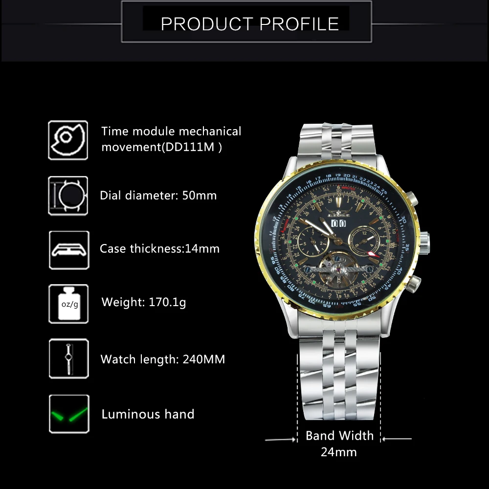 JARAGAR модное платье для мужчин автоматические механические часы Tourbillon ремешок из