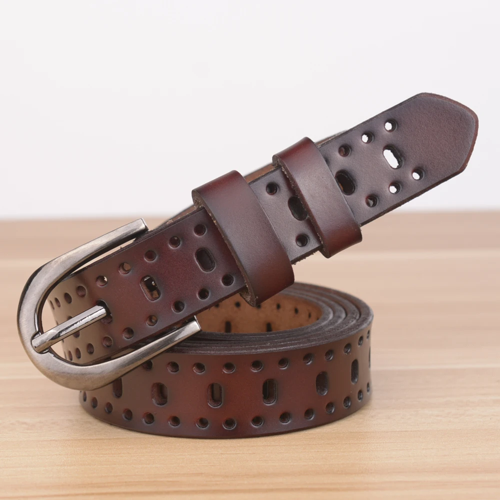 Ремень из натуральной кожи Женский Модный уникальный ажурный пояс с пряжкой