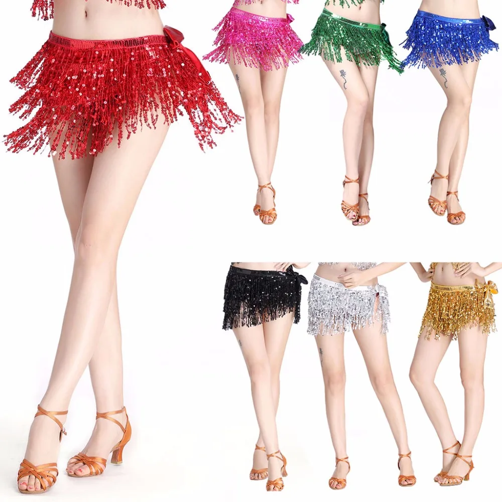 Женские костюмы для танца живота Пояс с кисточками 3 ряда полоски набедренный