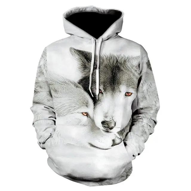 Photo Color Новинка осени, 3D мужские толстовки, крутой пуловер с принтом волка, 3D толстовки, длинный рукав, светится в темноте, с капюшоном, уличная одежда - Цвет: Photo Color