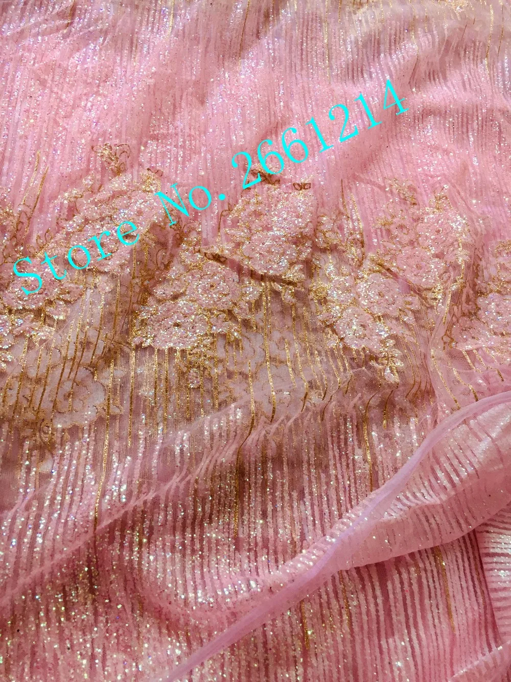 hot selling french net lace fabric with gold glued glitter fashion BZL-61205 african tulle | Дом и сад