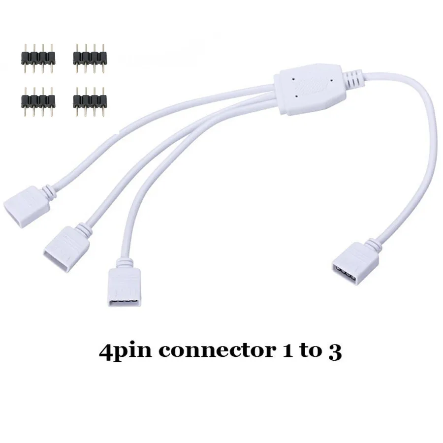 1 to 3 way 4-контактный разветвитель кабеля 1 до 2 3 4 способ Y RGB разветвитель разъем для 5050 3528 RGB светодиодные полосы света с 4-контактной иглой - Цвет: 1 to 3 way