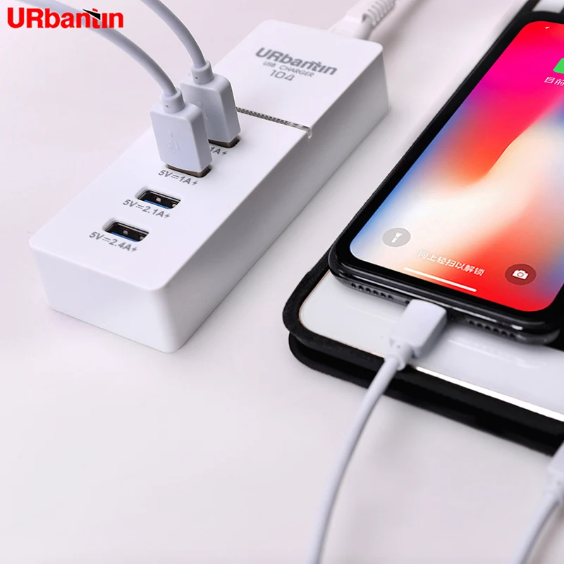 UK EU штекер 4 USB зарядное устройство 5V 2.4A Быстрая зарядка мобильный телефон Micro Data