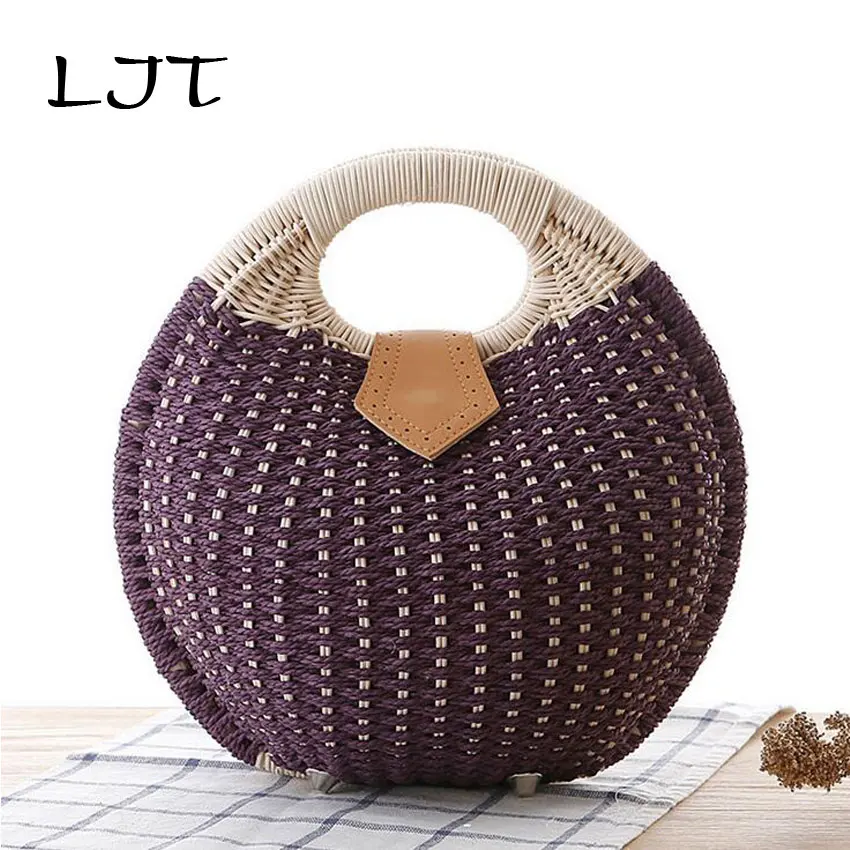 LJT Женская пляжная сумка из ротанга женская модная в виде ракушки Дамская