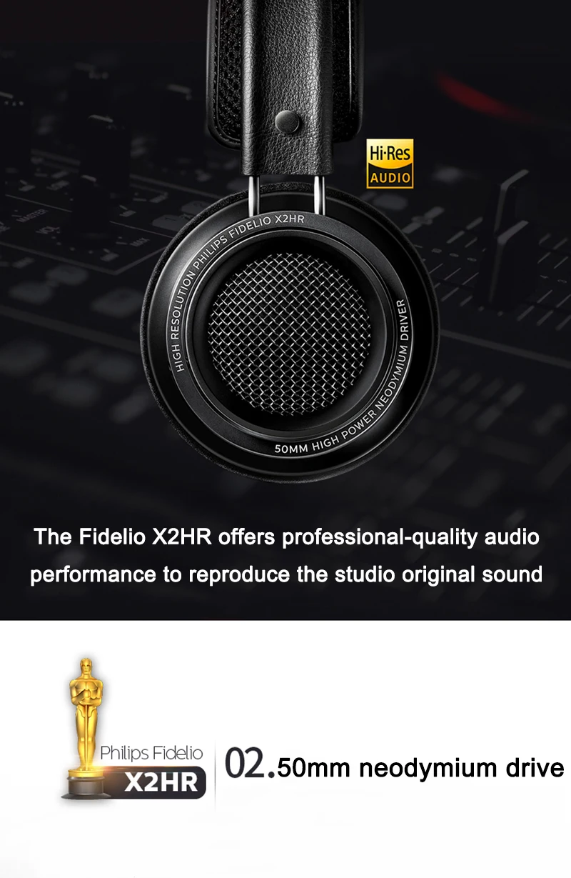 Оригинальные Наушники Philips Fidelio X2hr, лучший продукт в году с 50 мм высокопроизводительным приводом 3 мм для смартфона компьютера S8 S9