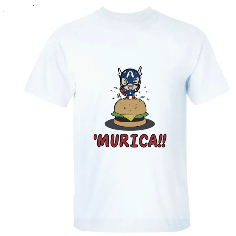 2017 Мультфильм Murica Super Hero Капитан Америка хлопок Футболки мужские