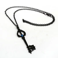 game jewelry kingdom hearts necklace sora black keyblade pendant fashion link chain necklaces women men charm gifts