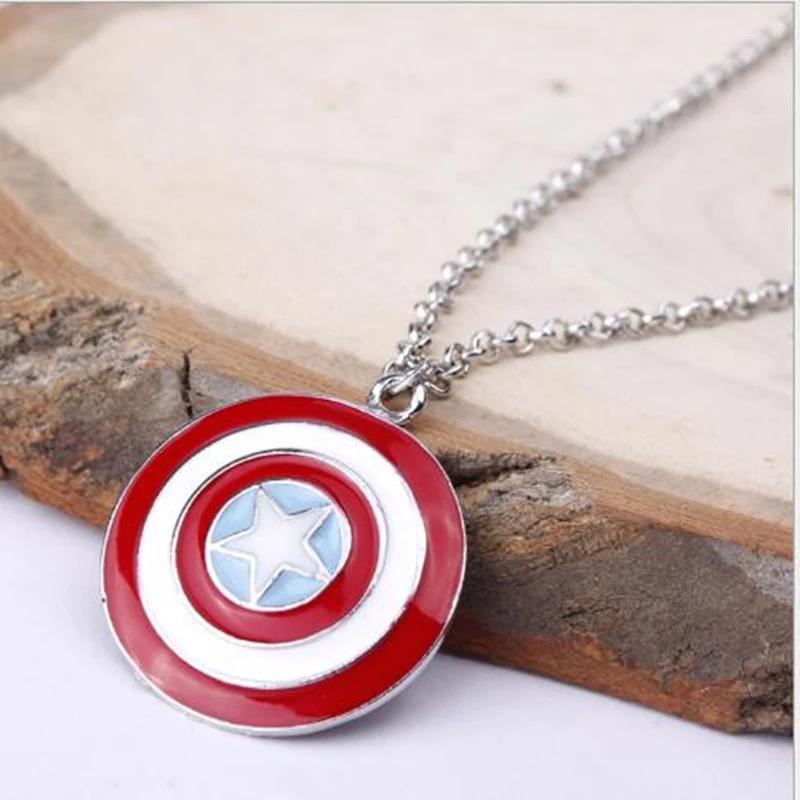 

Captain America necklace superhero vintage shield pendant logo jewelry 4ND74