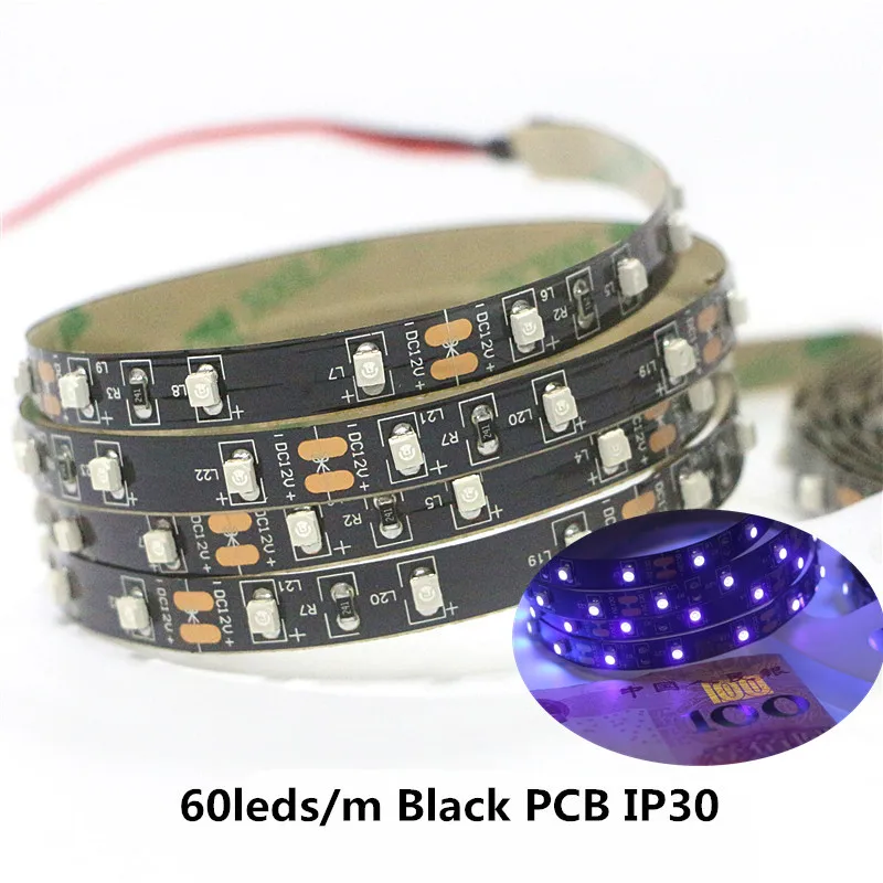 0 5 м ультрафиолетовая Светодиодная лента 395 410nm blacklight 3528 SMD Водонепроницаемая