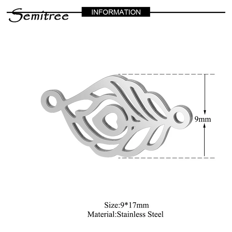 Semitree 5 шт./лот разъемы браслета из нержавеющей стали с листьями ожерелья подвески