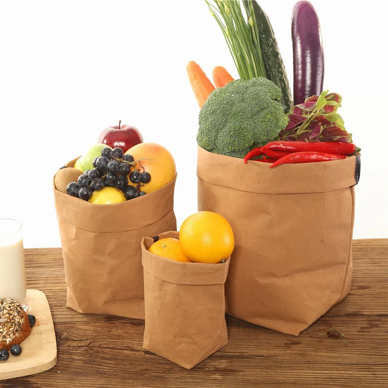 

Washable Kraft Paper Storage Bag Plant Pot Cover Universal Paper Bag Creative Flower Pot Bag Children Room Sundries Organizer