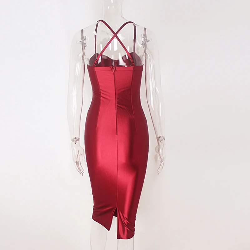 2020 сексуальное облегающее вечернее платье на тонких бретельках с открытой