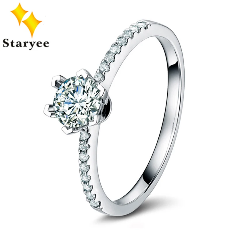 

Luxury 18K Solid White Gold SI H 0.1CT Solitaire Diamond Rings For Women Certified 0.5Carat VS DEF Moissanite Engagement Jewelry