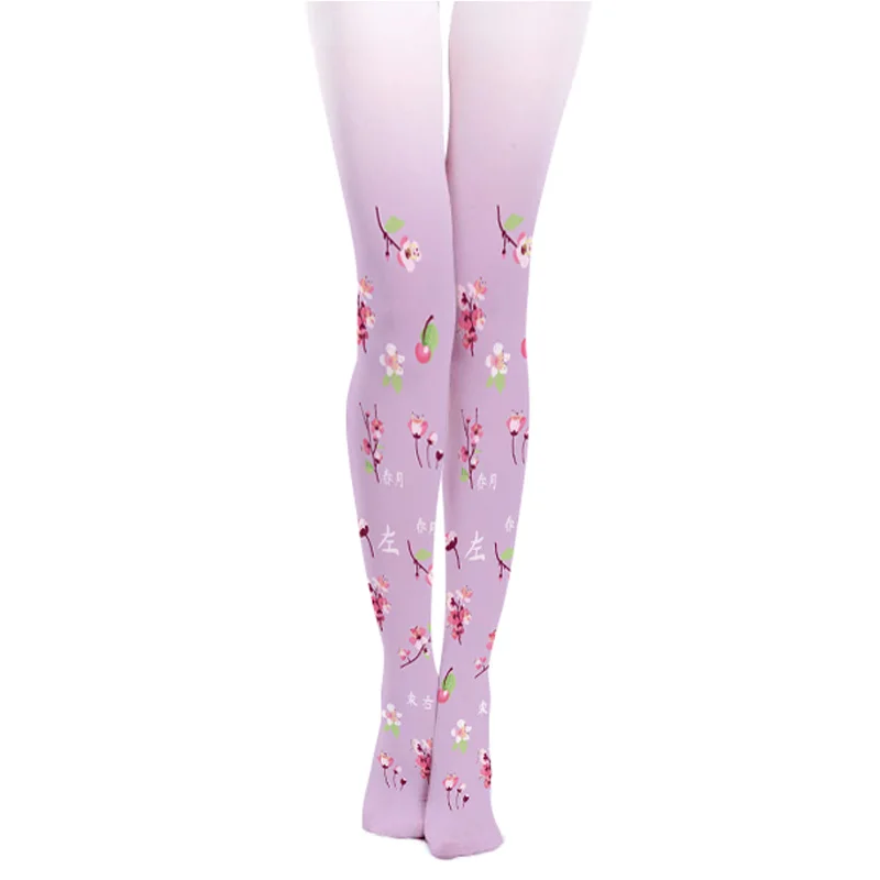 Женские колготки из полиэстера новые с принтом сливы и вишни 2020|printed stockings|fashion
