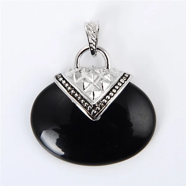 black agate Новая мода карман овальная форма опала лазурит розовый кристалл синий песок кулон из натурального камня для Цепочки и ожерелья Для женщин ювелирные изделия - Окраска металла: black agate