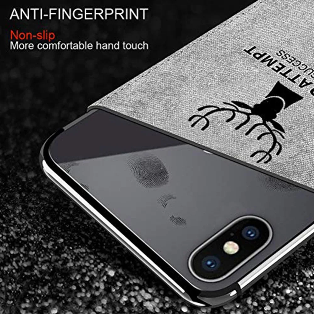 For iPhone Xs MAX Case Soft Luxury Slim Fabric Texture TPU 3D Deer Print Cloth Pattern Cover Edge Shockproof |