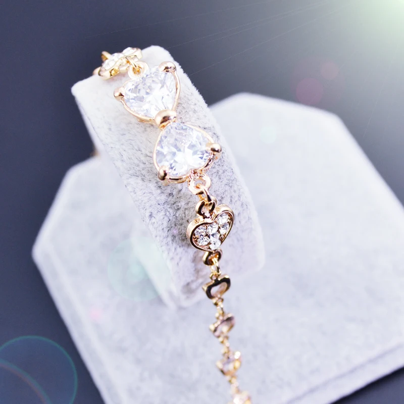 2017 новая мода циркон AAA сердце браслет с бантами ручной аксессуар брендовые