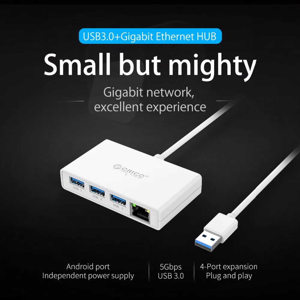 Концентратор ORICO USB 3 0 + Gigabit Ethernet мини концентратор для настольного компьютера Ofiice