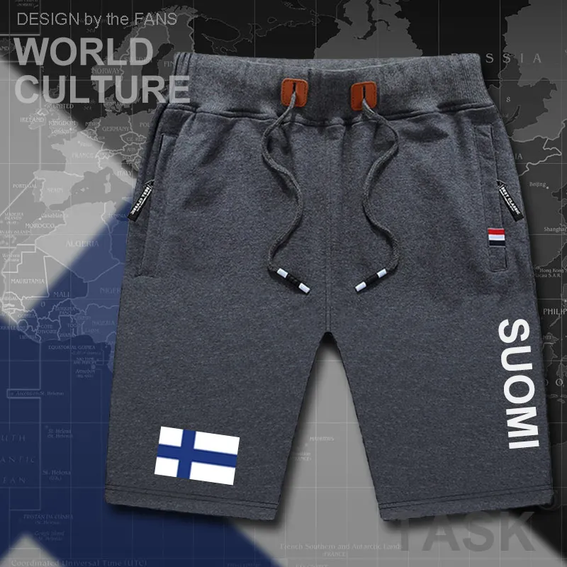 Финские мужские пляжные шорты новые спортивные с флагом и карманами на молнии