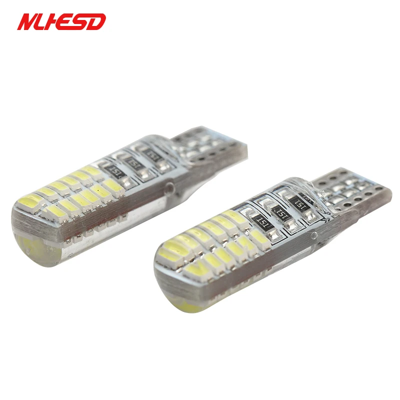100X T10 W5W силиконовый чехол 24 SMD 3014 Светодиодный светильник для чтения автомобиля 192