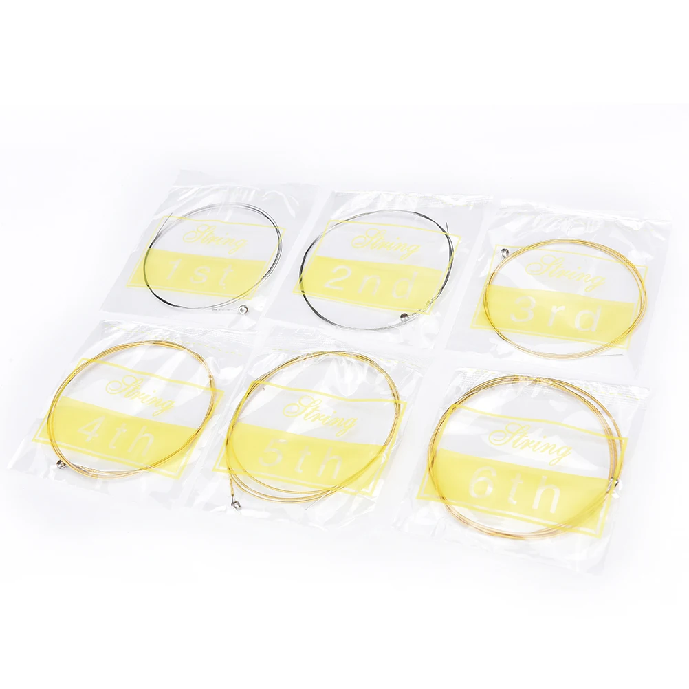 

6Pcs Acoustic Ukulele Guitar String Steel Guitarra Guitar String Gold Color Musical Stringed Instruments Parts Accessories