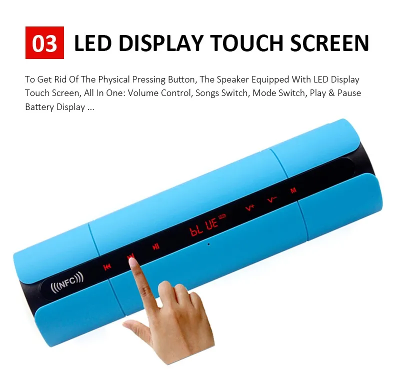 KR8800 сенсорный экран супер бас стерео USB NFC Беспроводной Bluetooth динамик с микрофоном, fm-радио, TF слот для карты