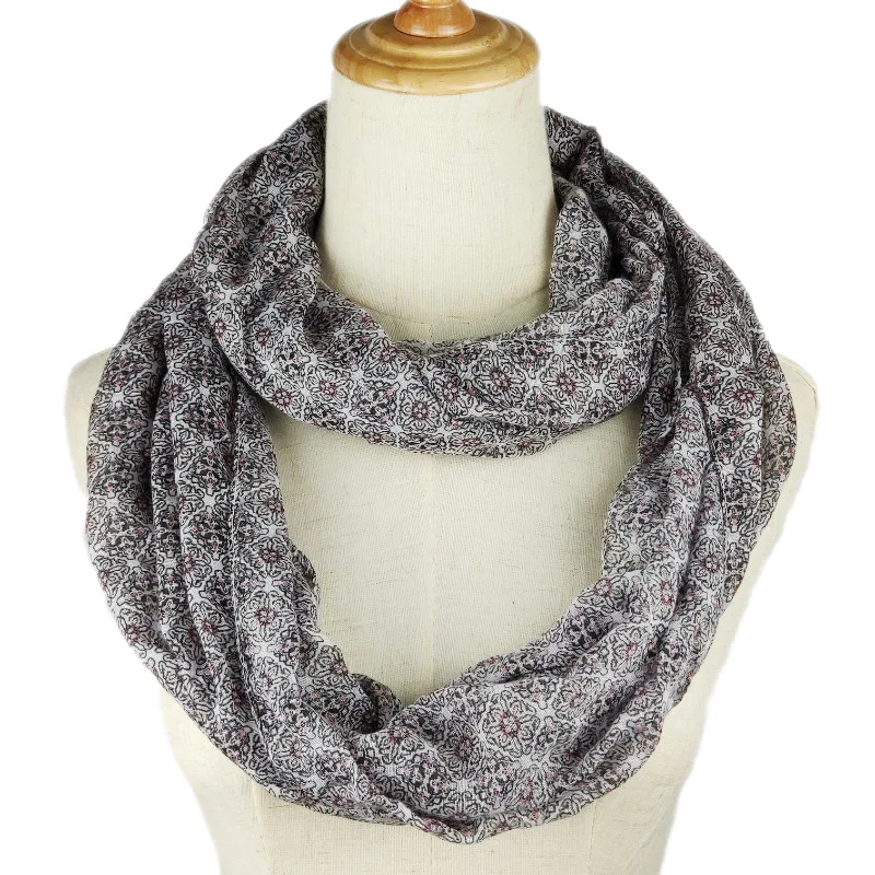 Новый женский шарф с рисунком шарфы кольцами Модный снуд цветочным принтом шаль