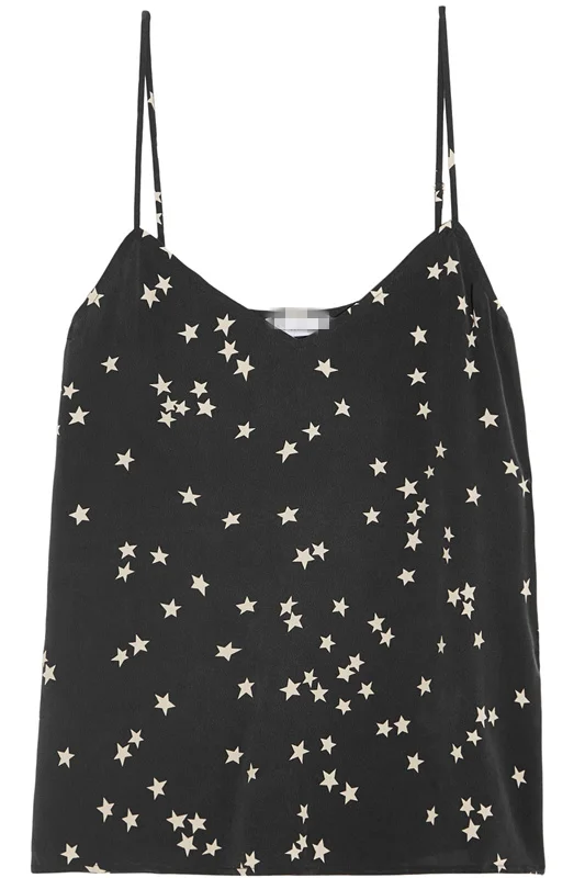 2 вида цветов EQ 100% шелк принт со звездой женский топ без рукавов|top sleeveless|women camisoletank