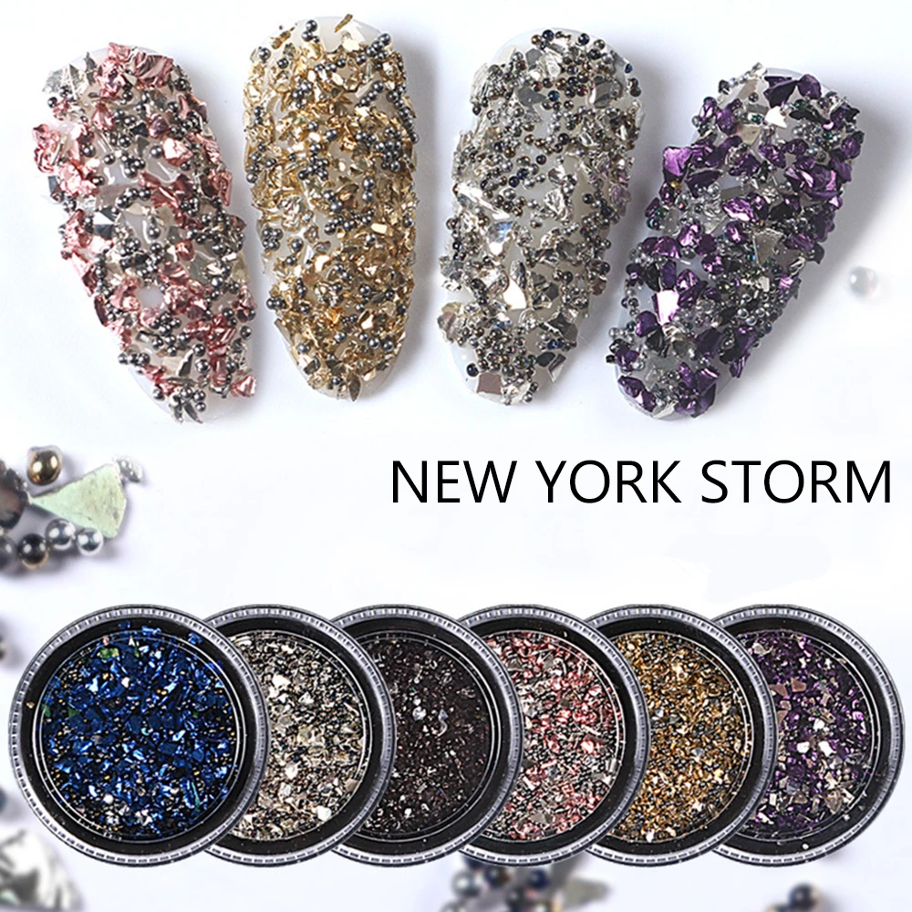 3D Стразы NEW YORK STORM Mix в стиле разбитого стекла для ногтей стеклянные камни нейл